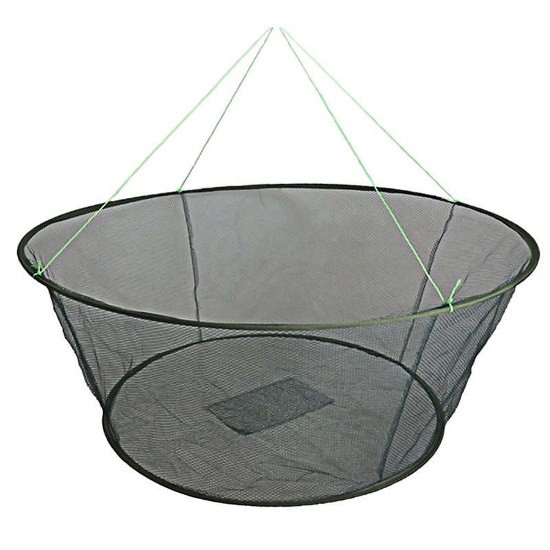 EASY BIG Foldable Fishing Net Hand Net - Crab Net Fish Net with Fishing Rope for Fishes, Shrimps, Crabs (Green, Top Dia:39.37" Bottom Dia:31.5" Heights:13.78") - Image 1